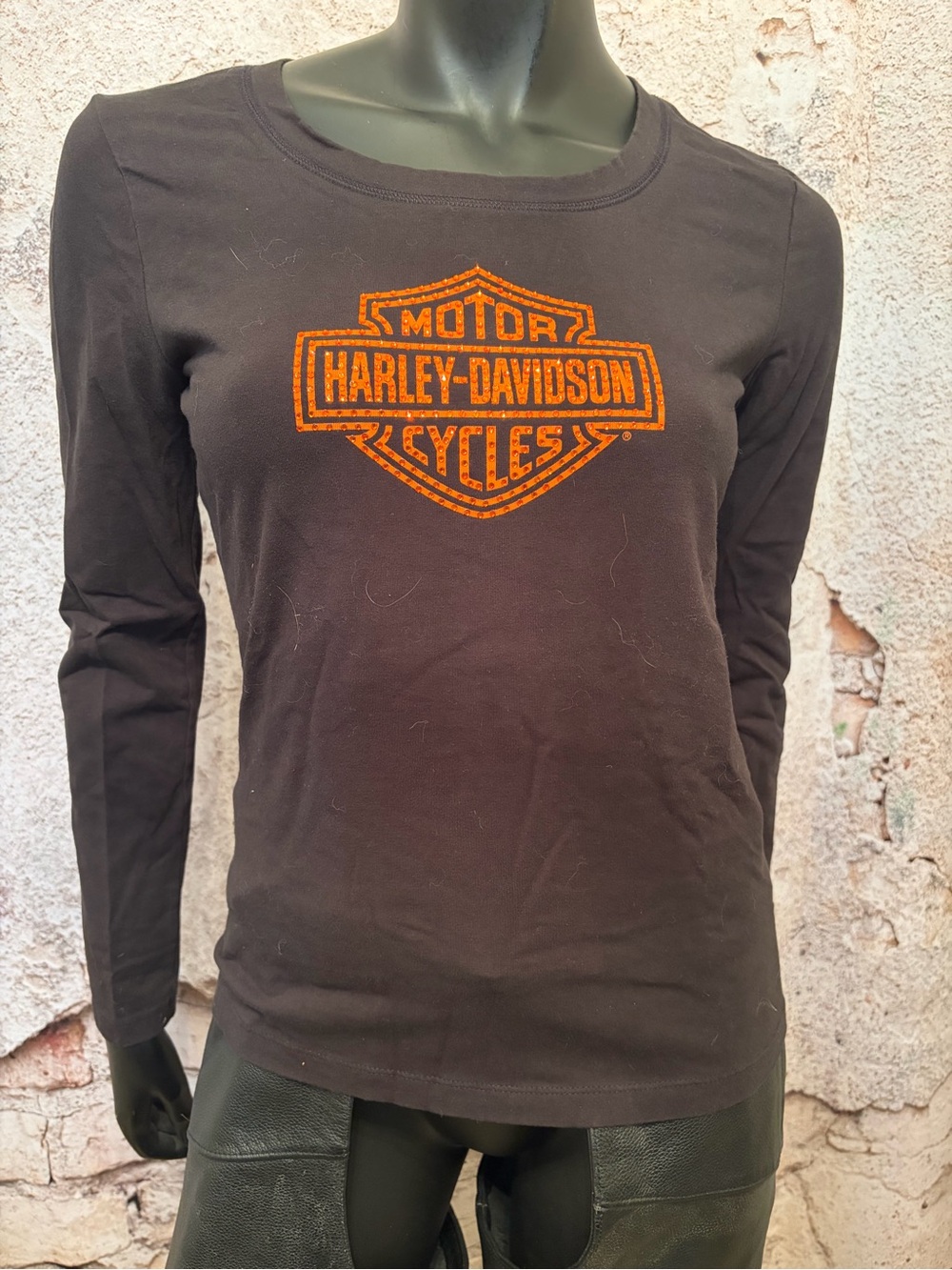 Harley Davidson Orange Blingy Long Sleeve Tee